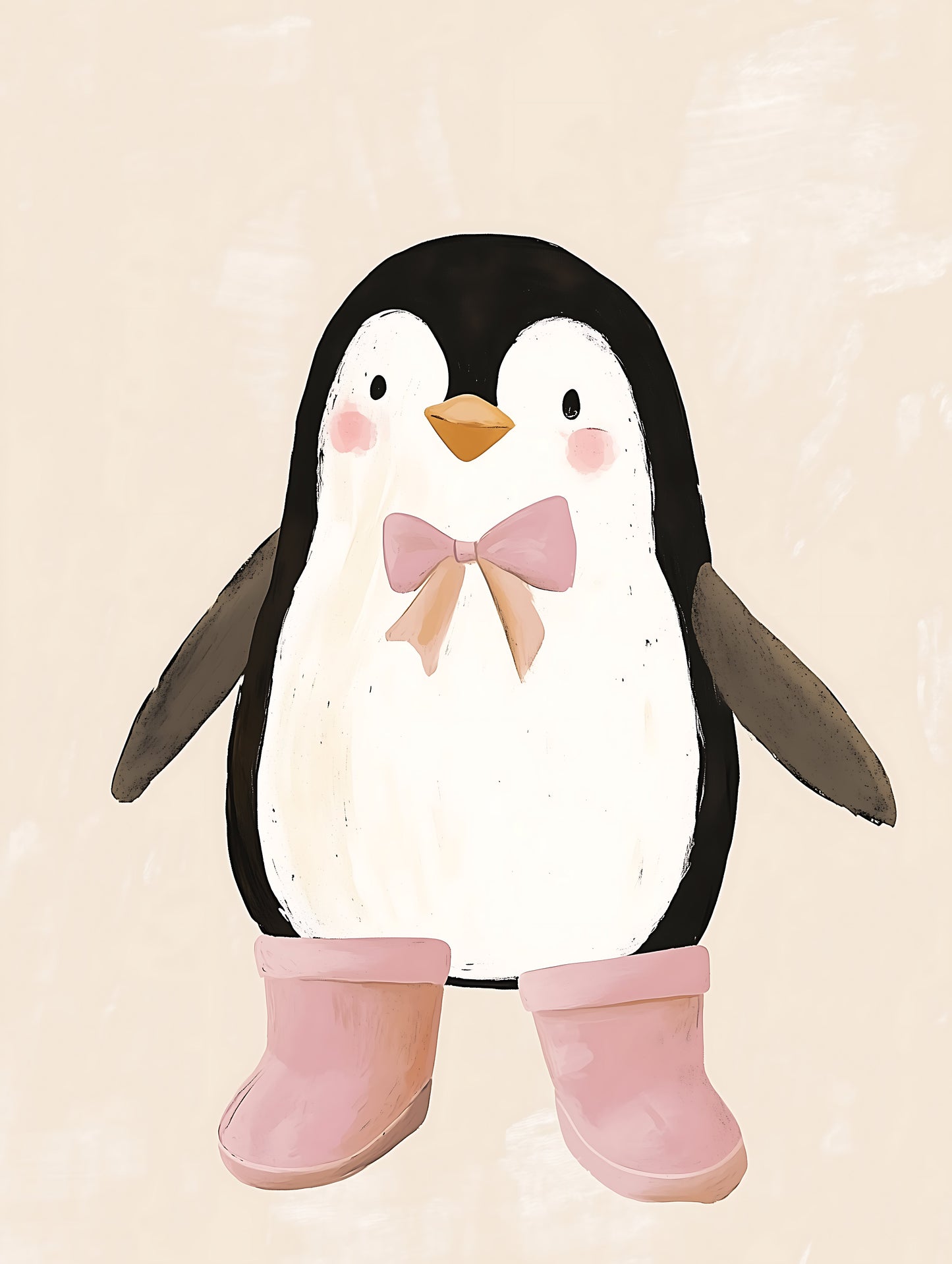 Pingvis med rosa stövlar