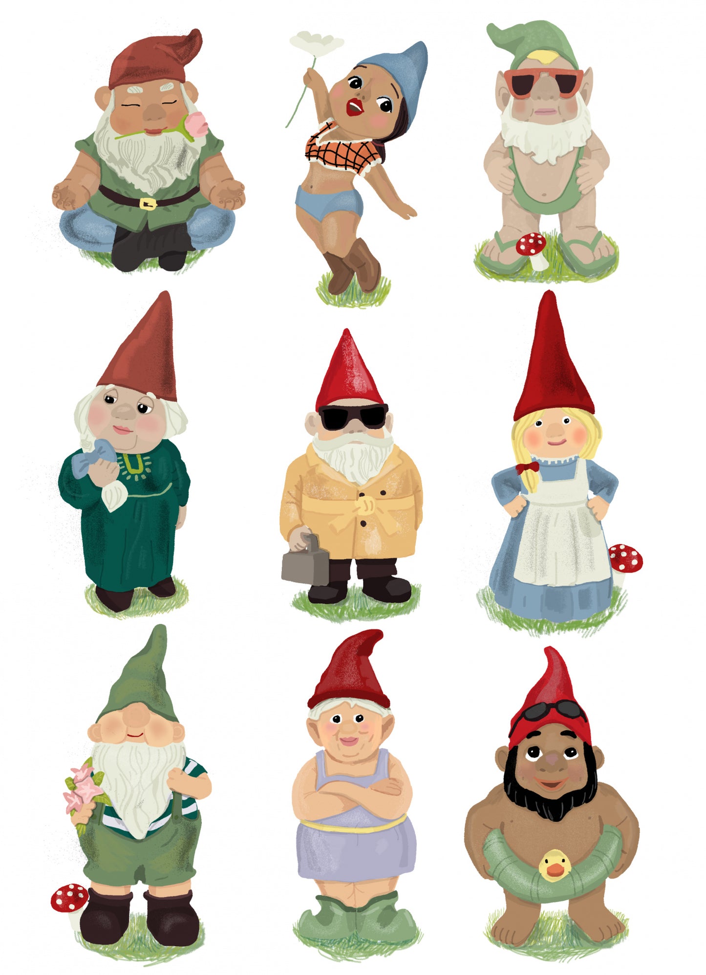 Garden Gnomes Poster och Canvastavla