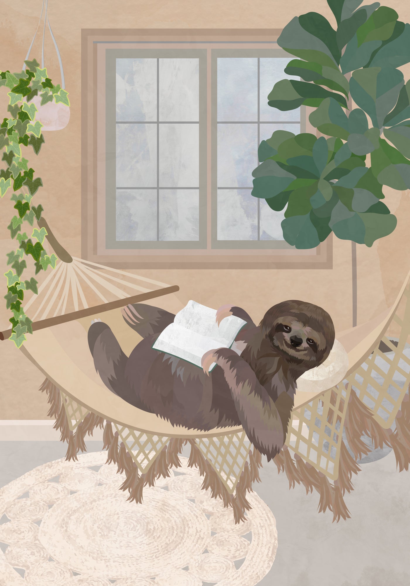 Lazy sloth in hammock Poster och Canvastavla
