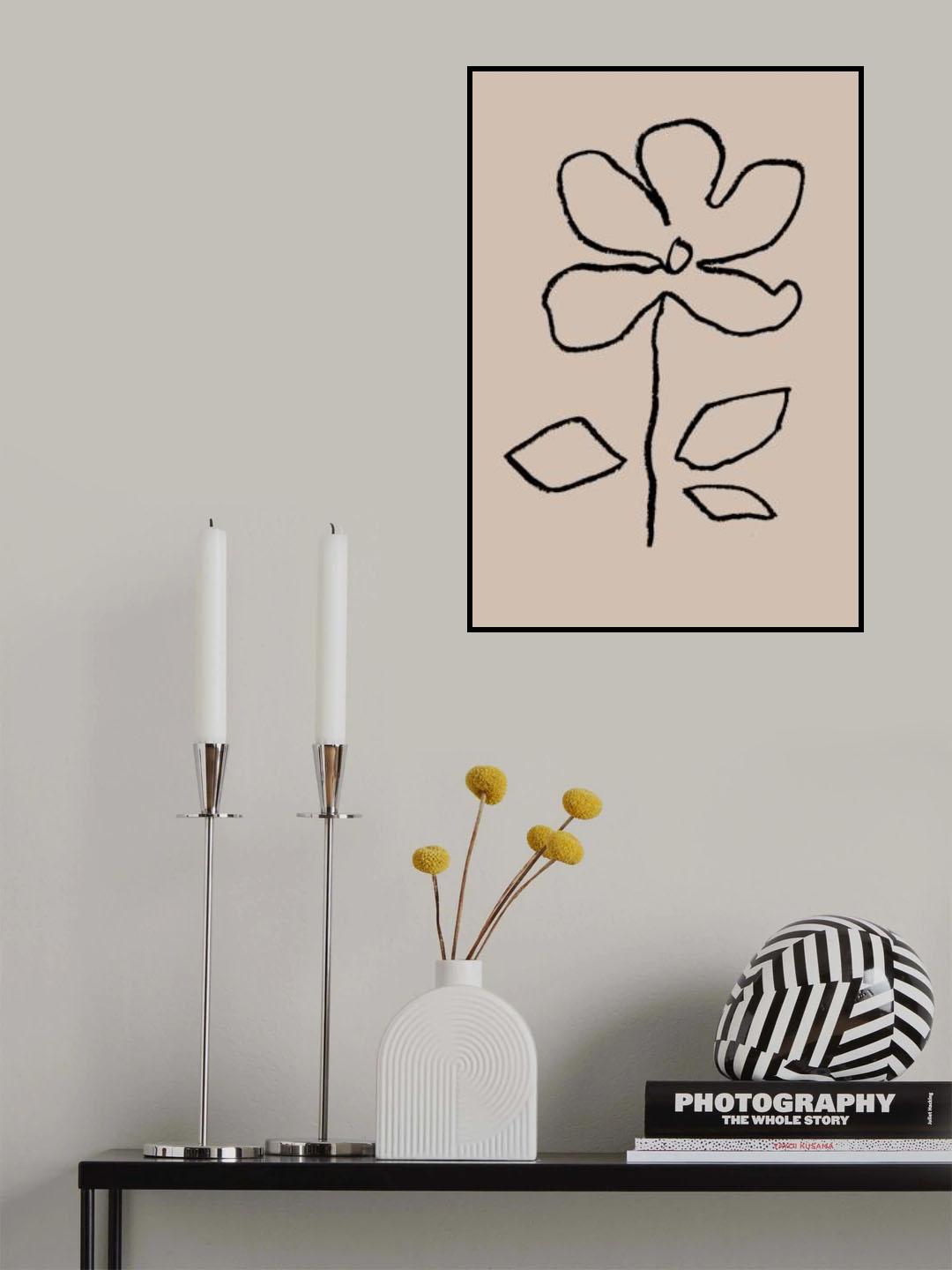 Oil Pastel Flower Black Poster och Canvastavla