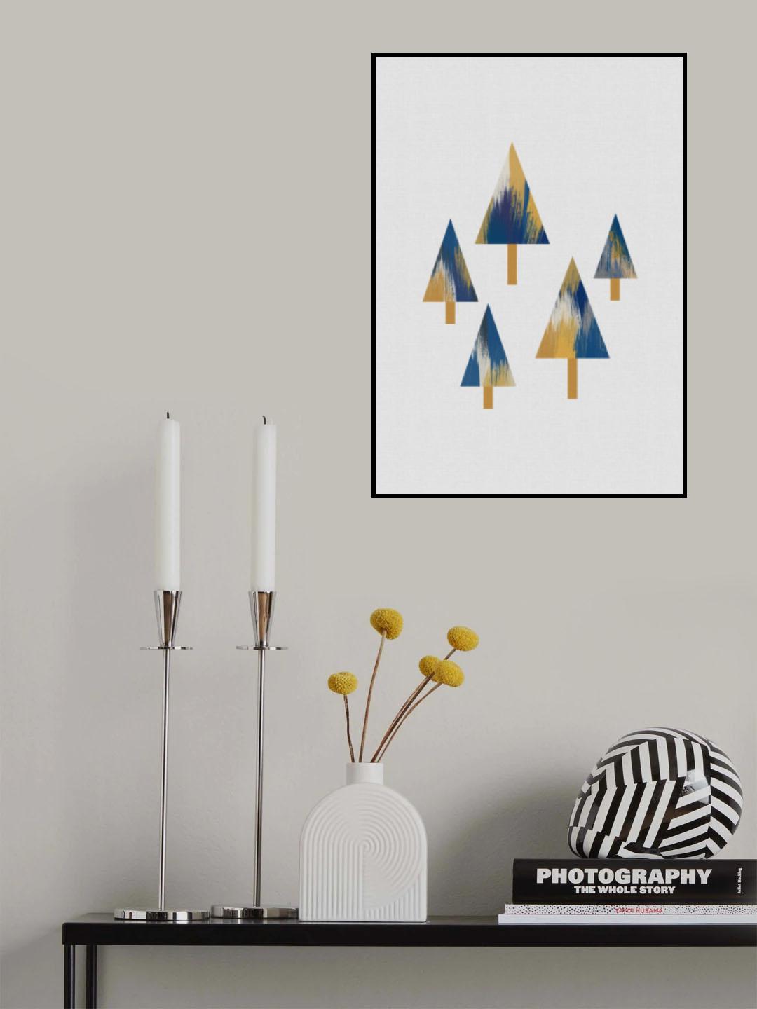 Trees Blue & Yellow Poster och Canvastavla