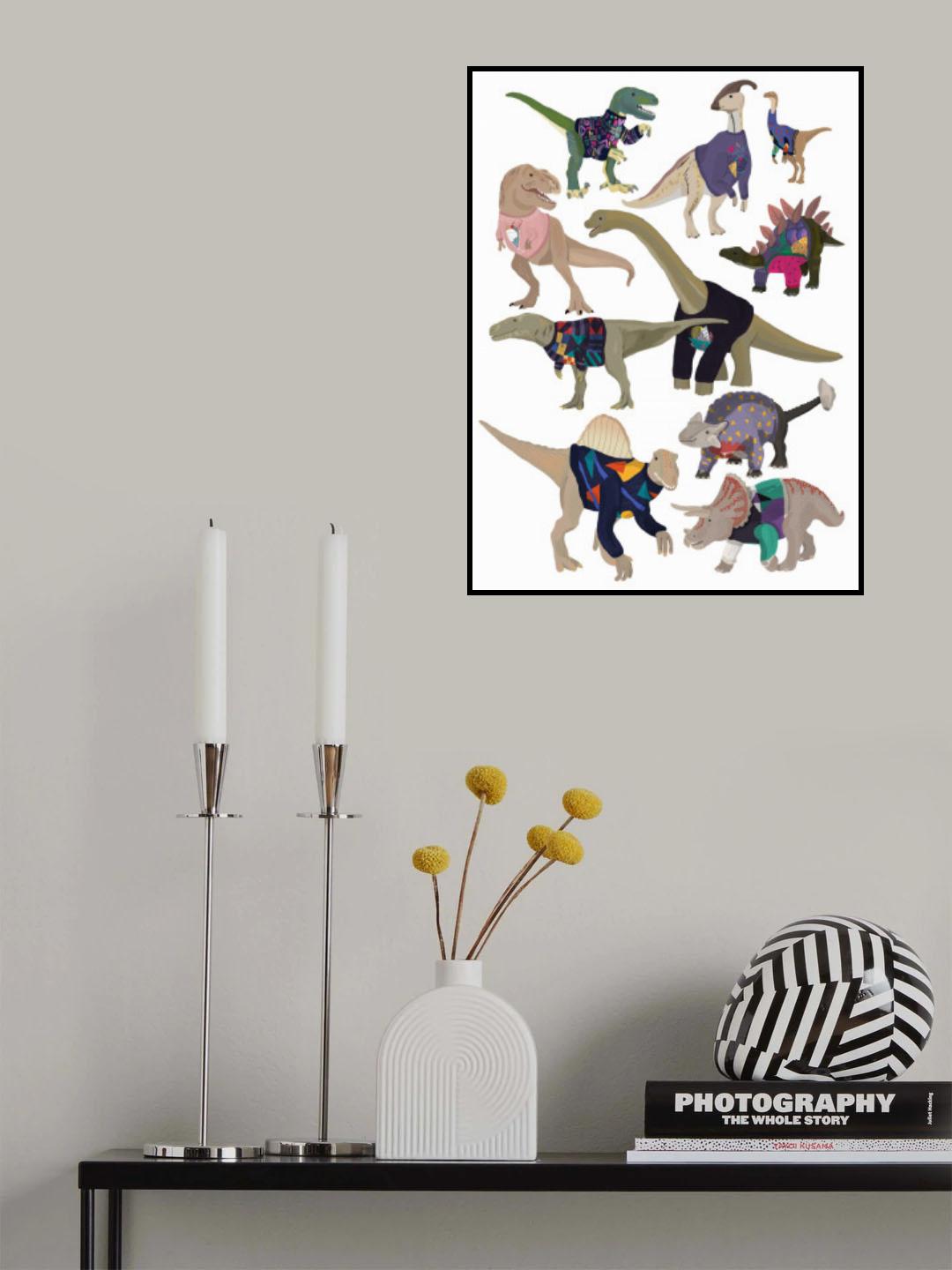 Dinosaurs In 80s Jumpers Poster och Canvastavla