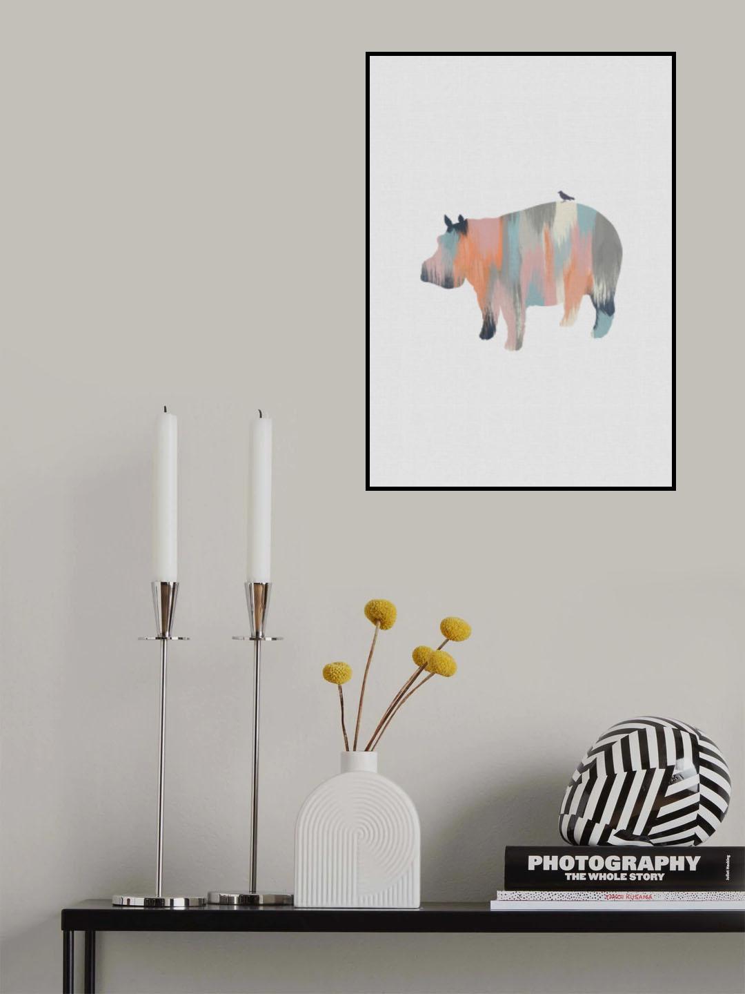 Pastel Hippo Poster och Canvastavla