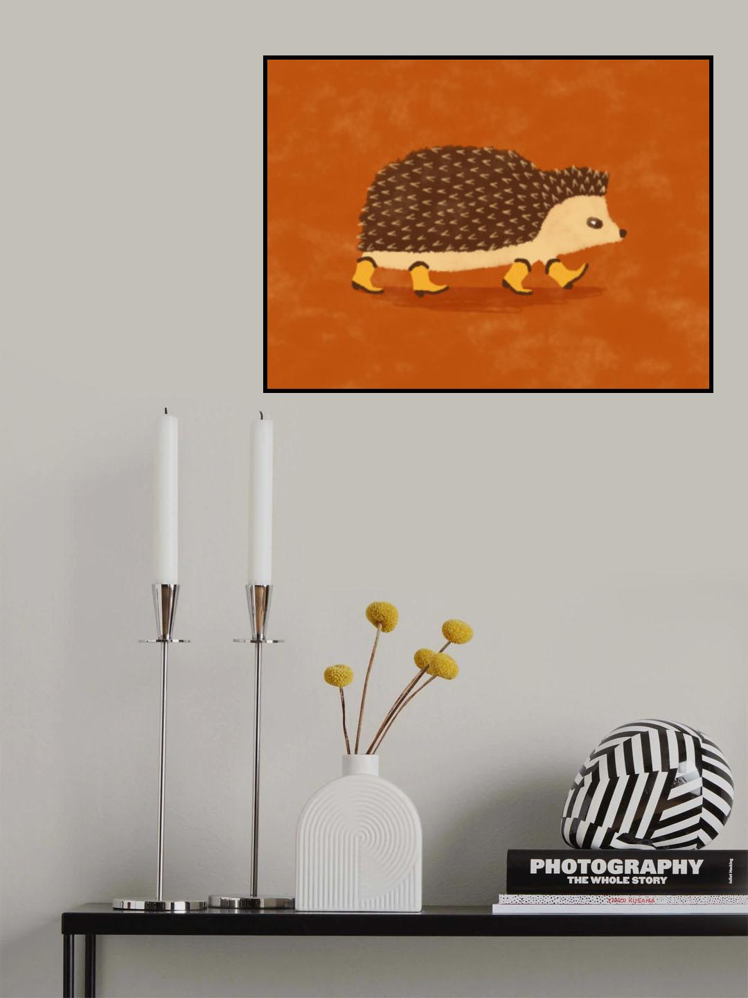 Sonny the Hedgehog Running In Cowboy Boots Poster och Canvastavla
