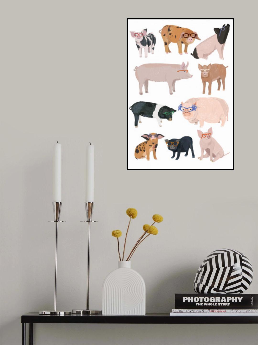 Pigs Glasses Poster och Canvastavla