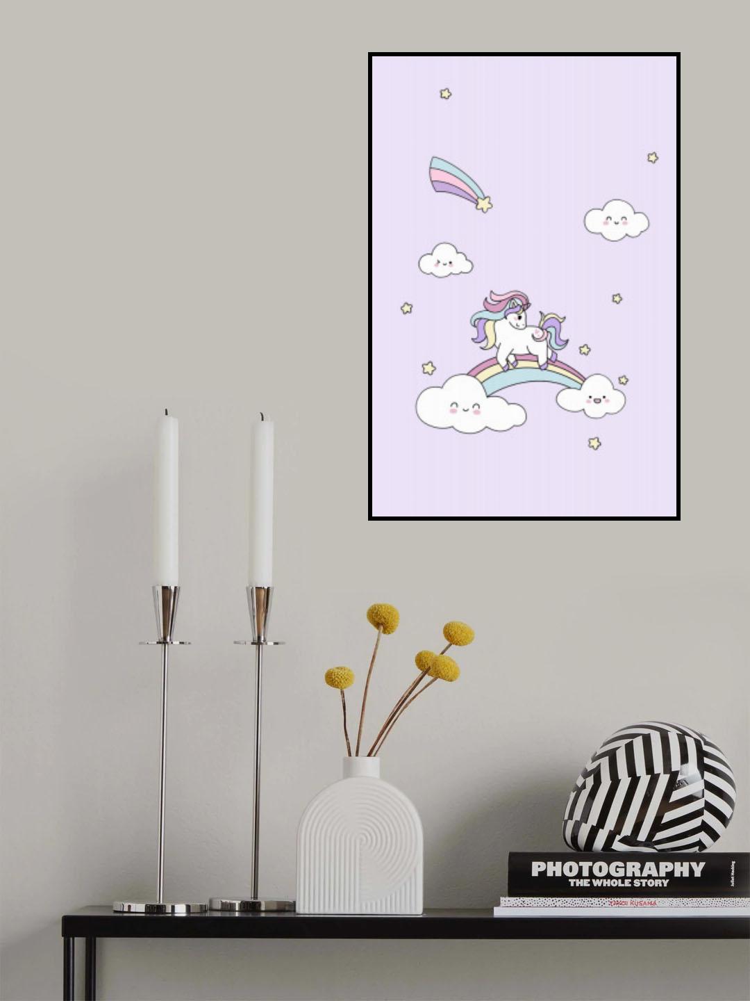Kawaii Unicorn Poster och Canvastavla