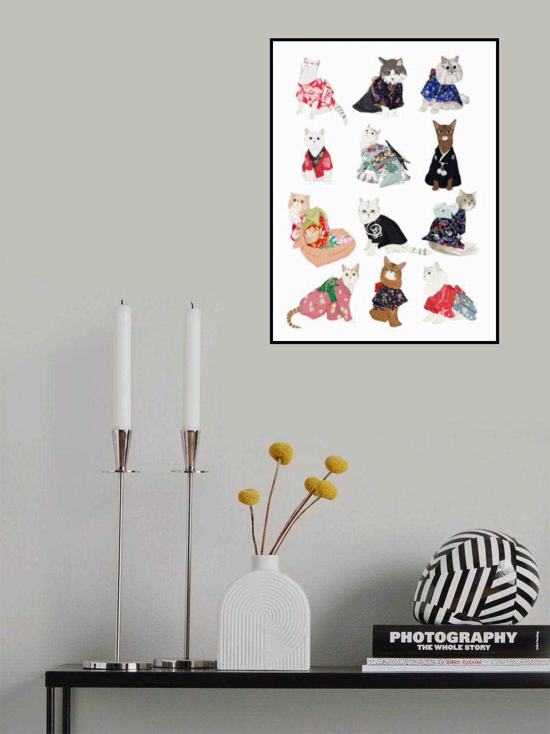 Cat In Kimono Poster och Canvastavla