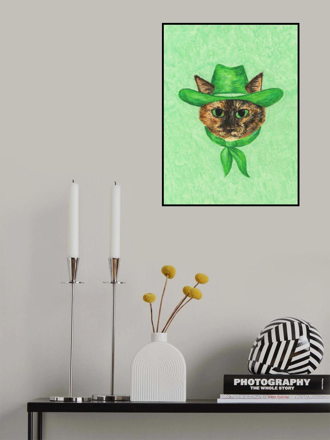 Tilly The Cowgirl Tortie Cat Poster och Canvastavla