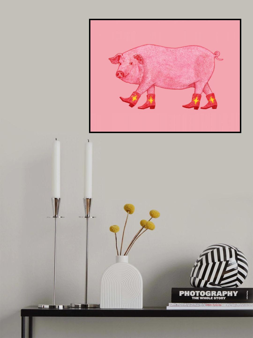 Marjorie the Cowgirl Pig Poster och Canvastavla