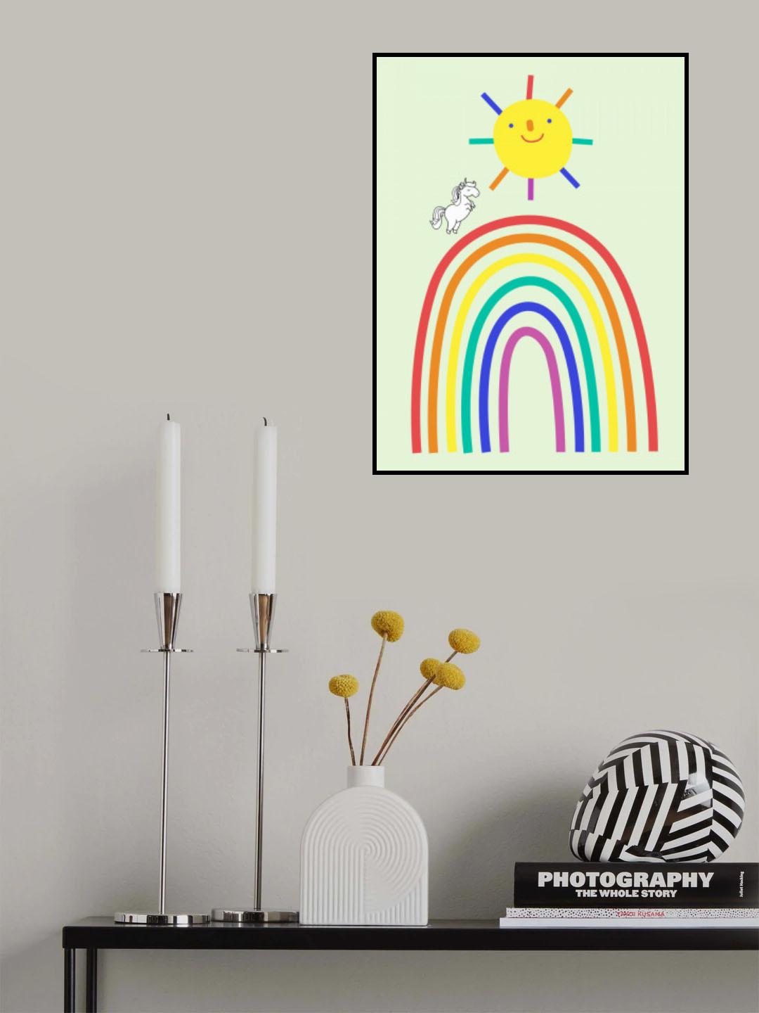 Rainbow Sun and Unicorn Poster och Canvastavla