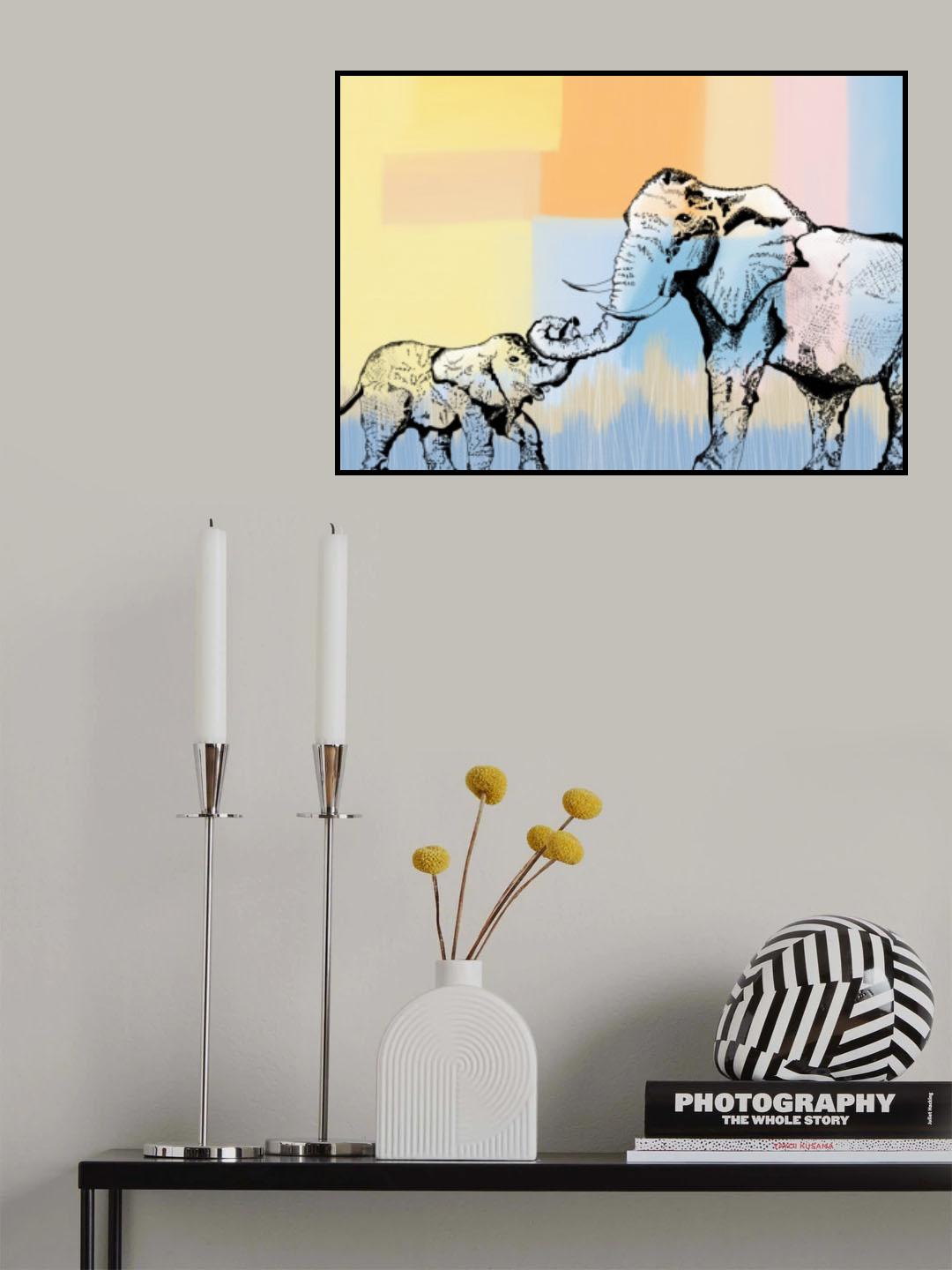 Mama elephantand baby Poster och Canvastavla