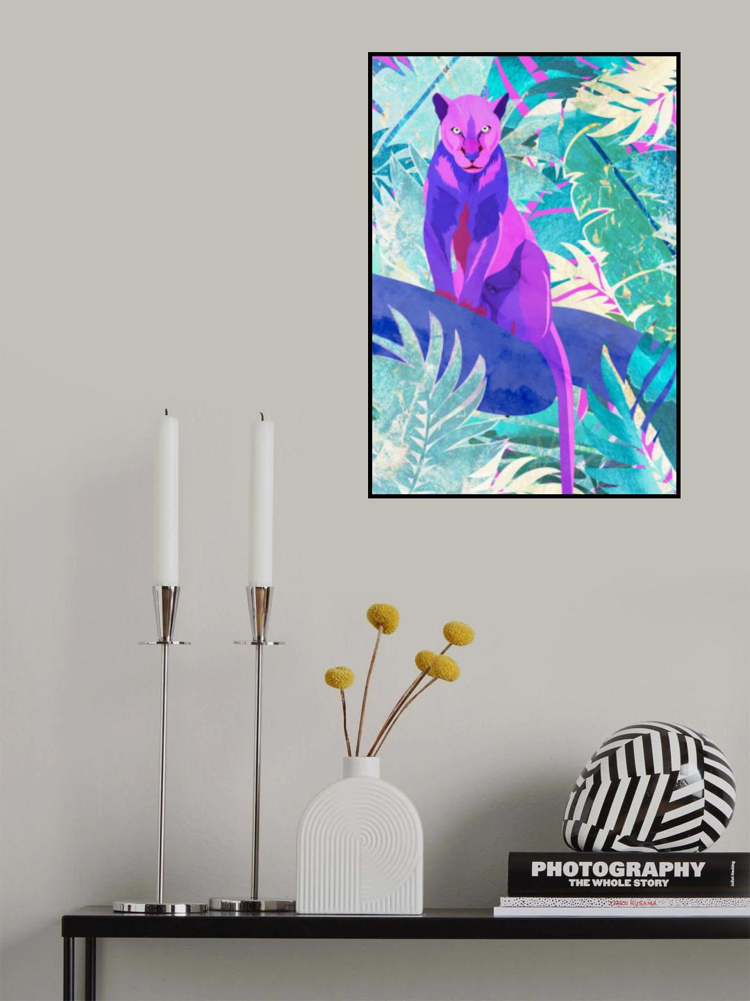 Pink Panther in the neon jungle Poster och Canvastavla
