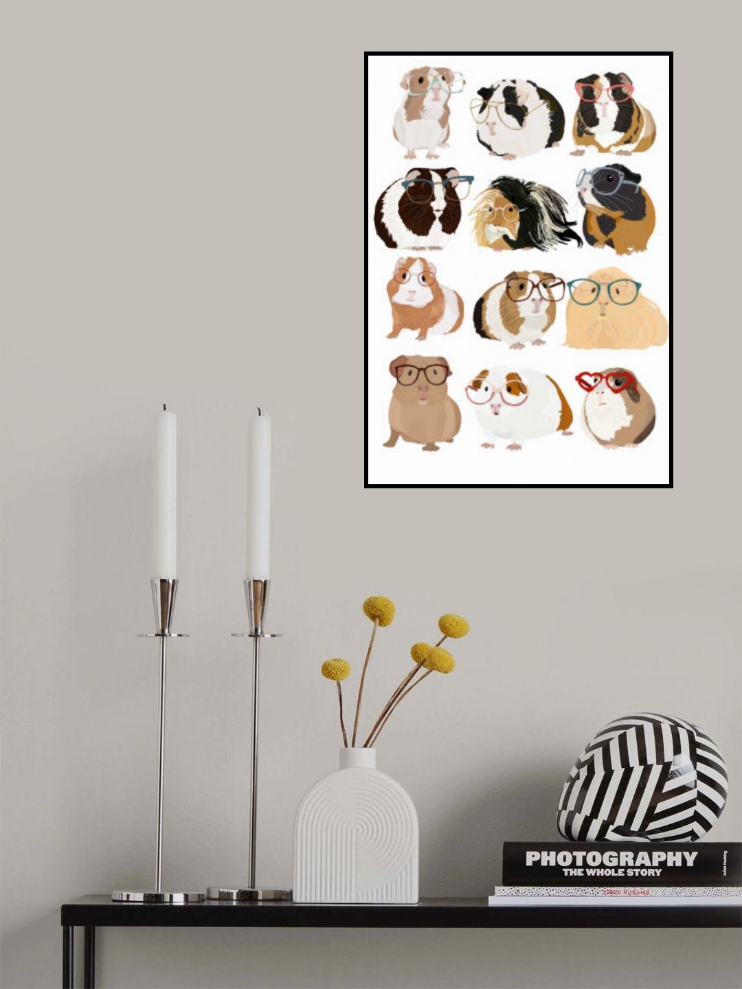 Guinea Pig in Glasses Poster och Canvastavla