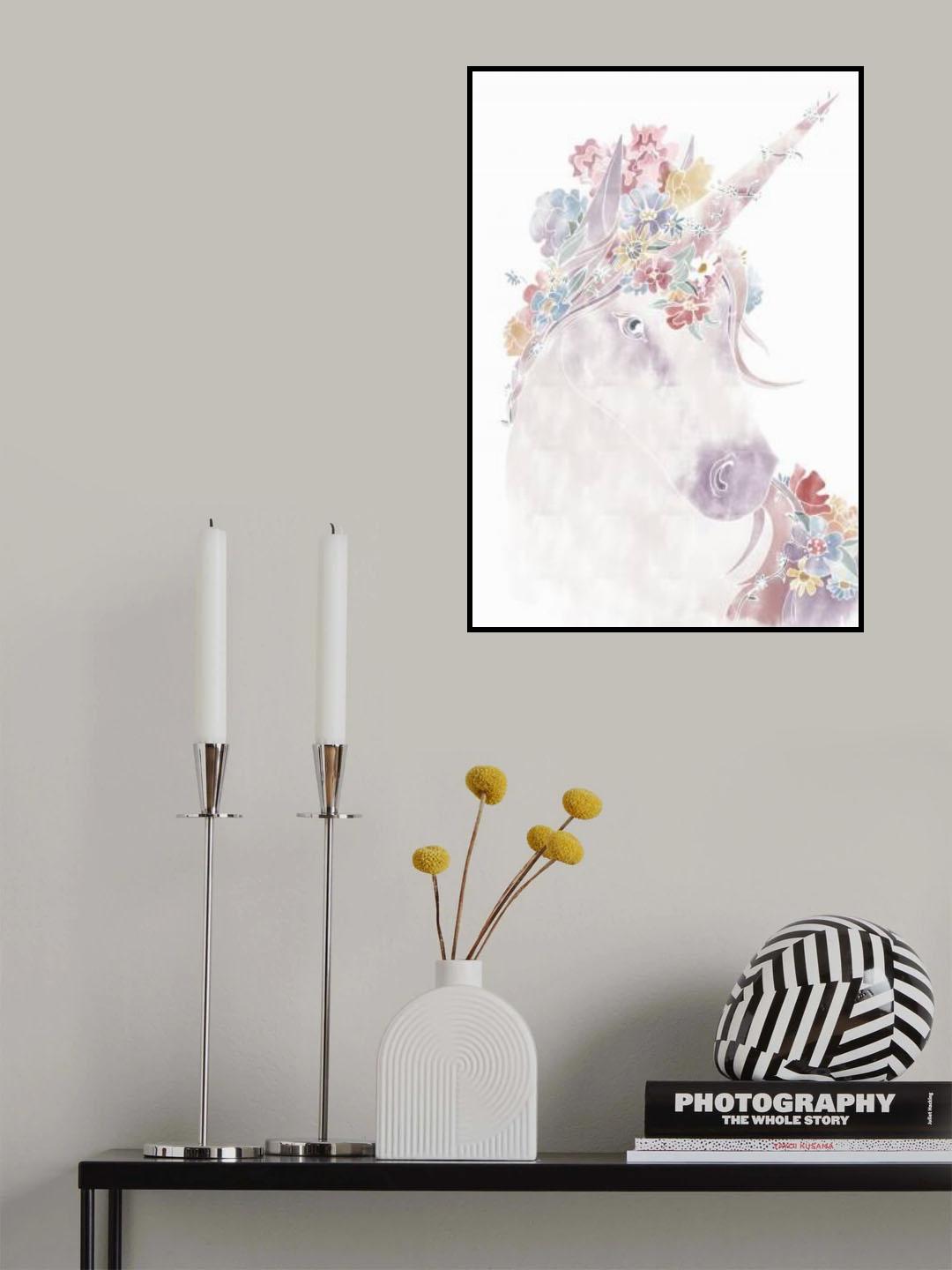 Unicorn Floral Poster och Canvastavla