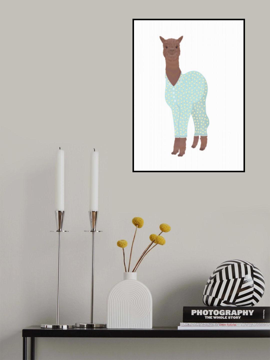 Llama In Pjs white Poster och Canvastavla
