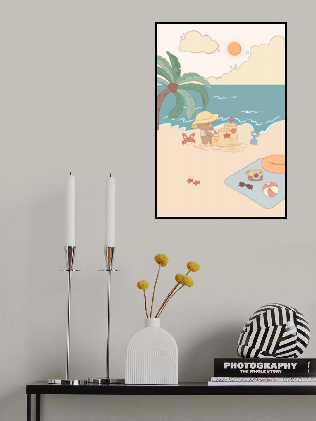 Bear on summer beach Poster och Canvastavla