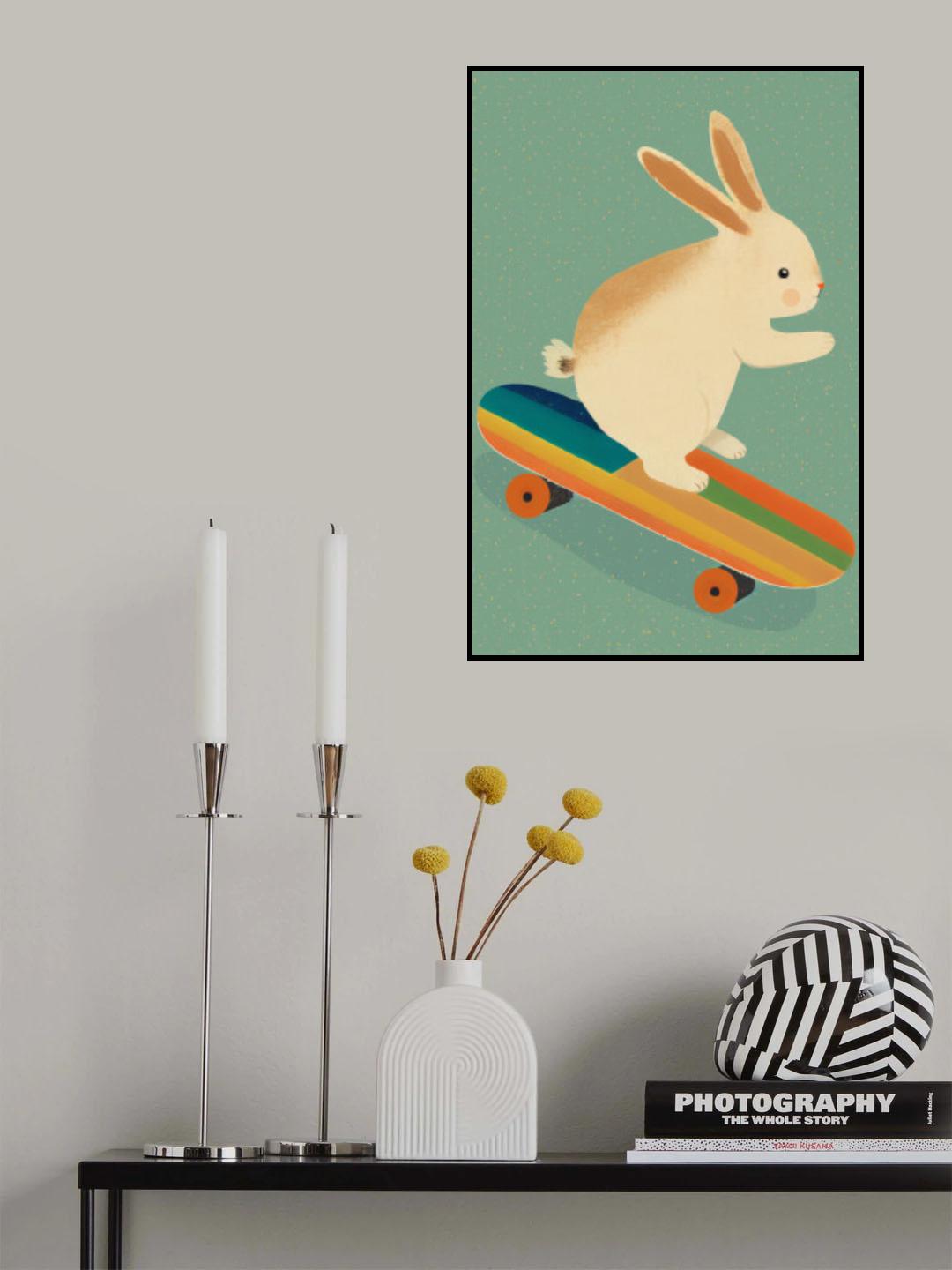 Bunny On Skateboard Poster och Canvastavla