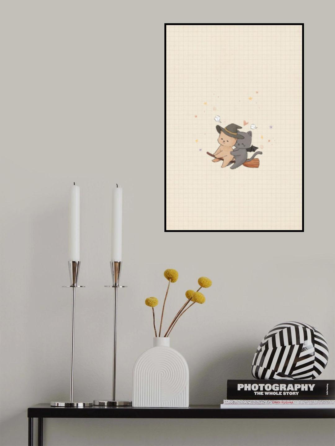 Cat and Dog In Halloween Poster och Canvastavla