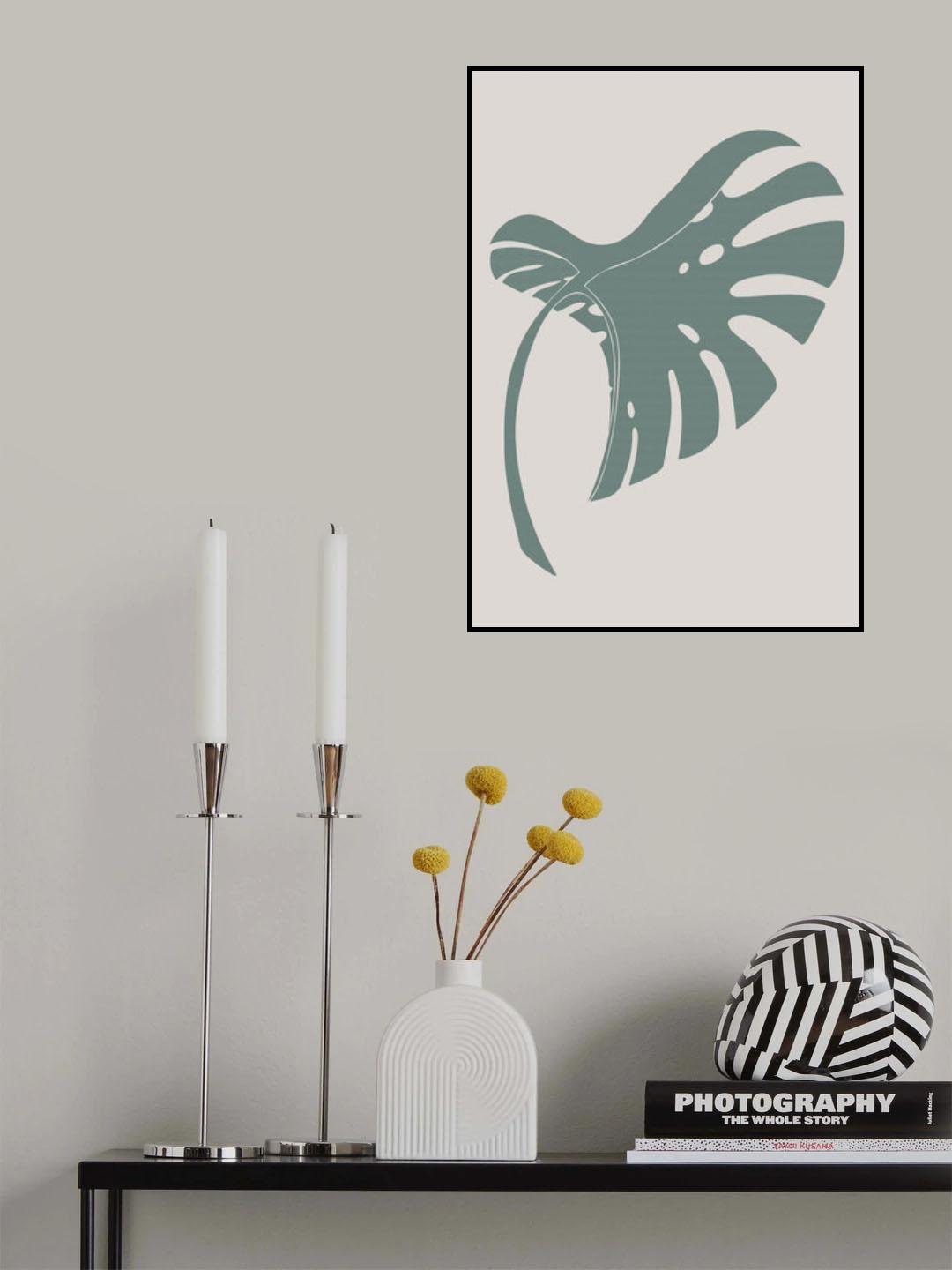 Monstera Bent Green Poster och Canvastavla