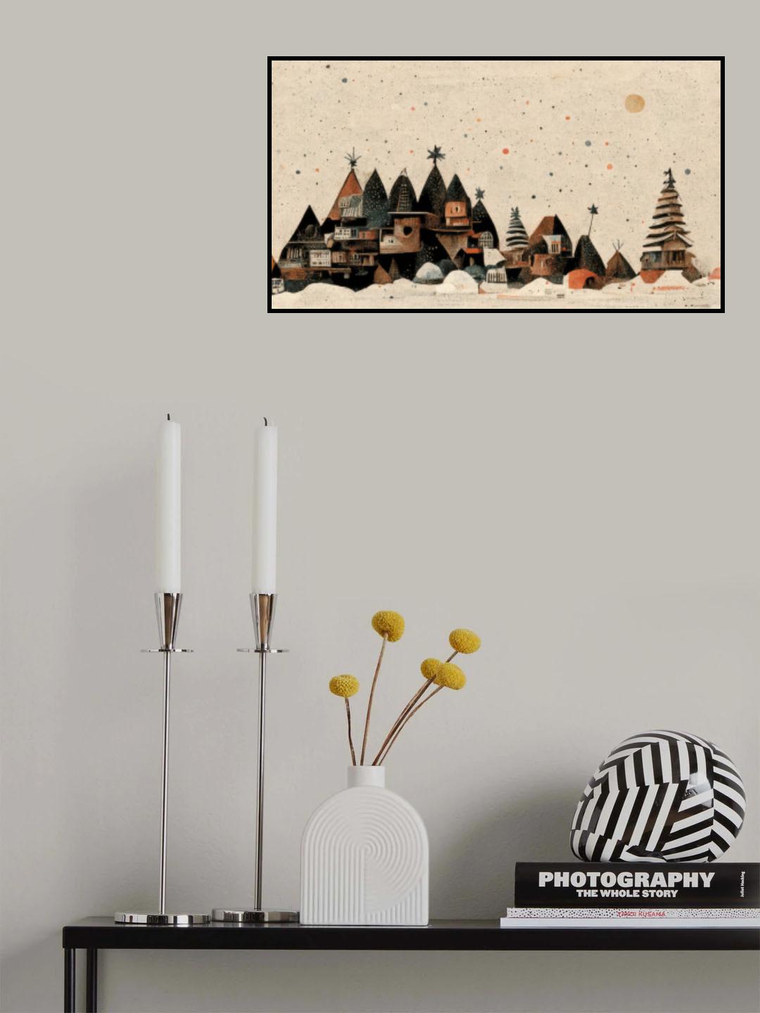 Tiny Christmas Town Poster och Canvastavla