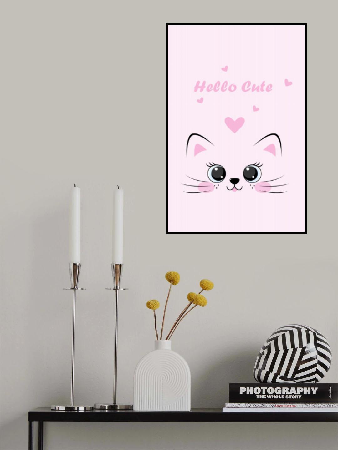 Pink Cat Poster och Canvastavla