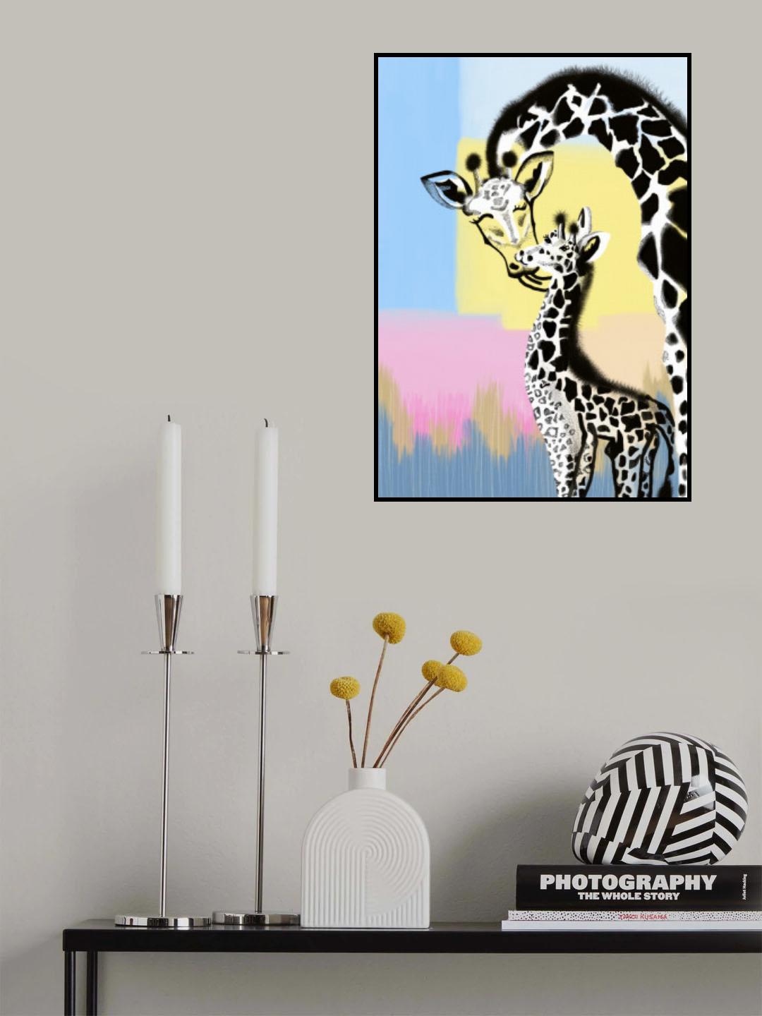Mama giraffe and baby Poster och Canvastavla