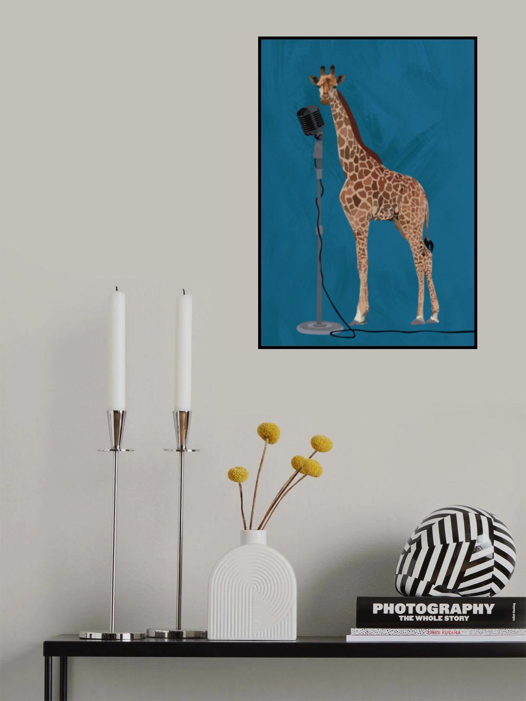 Giraffe Microphone Pink 2 01 Poster och Canvastavla