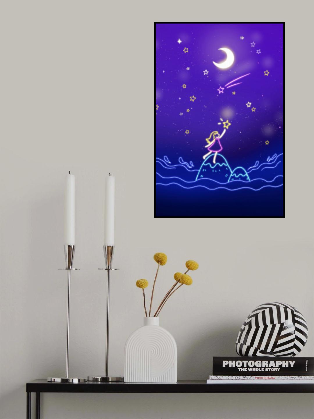 Neon Glow Girl Poster och Canvastavla