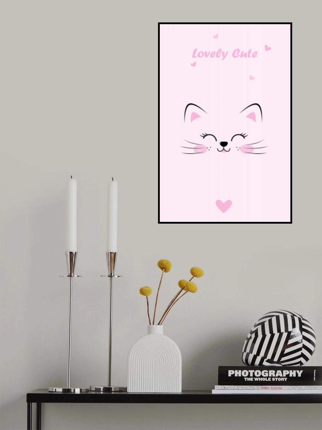 Pink Cat Poster och Canvastavla