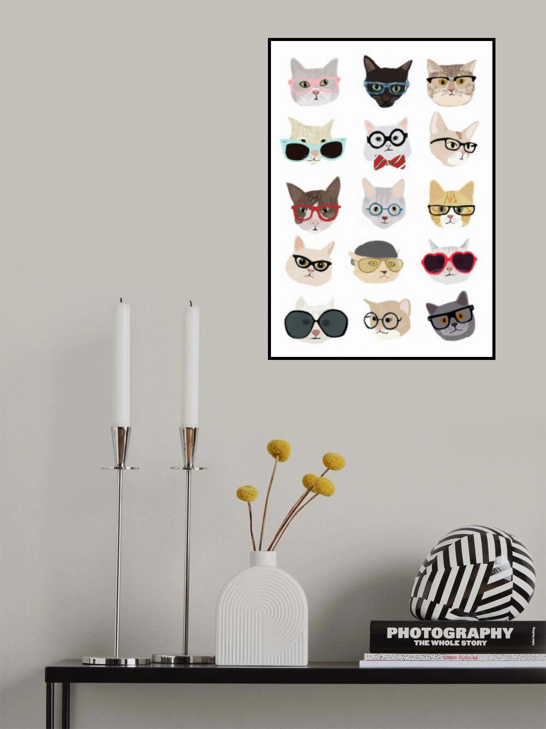 Cats With Glasses Poster och Canvastavla