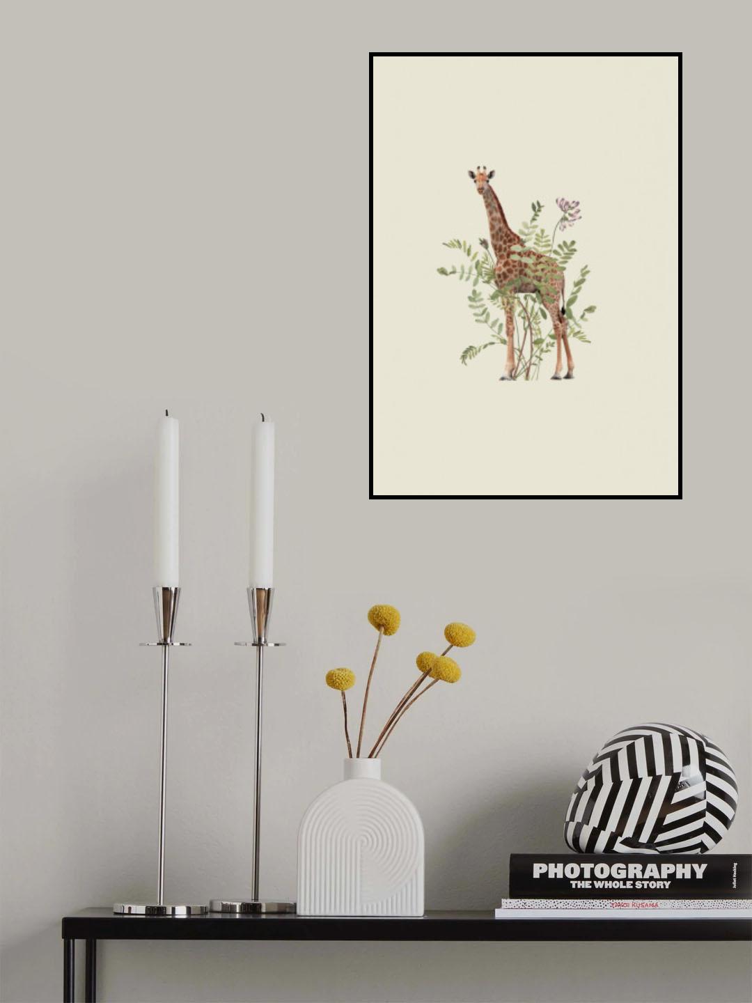 Floral giraffe Poster och Canvastavla