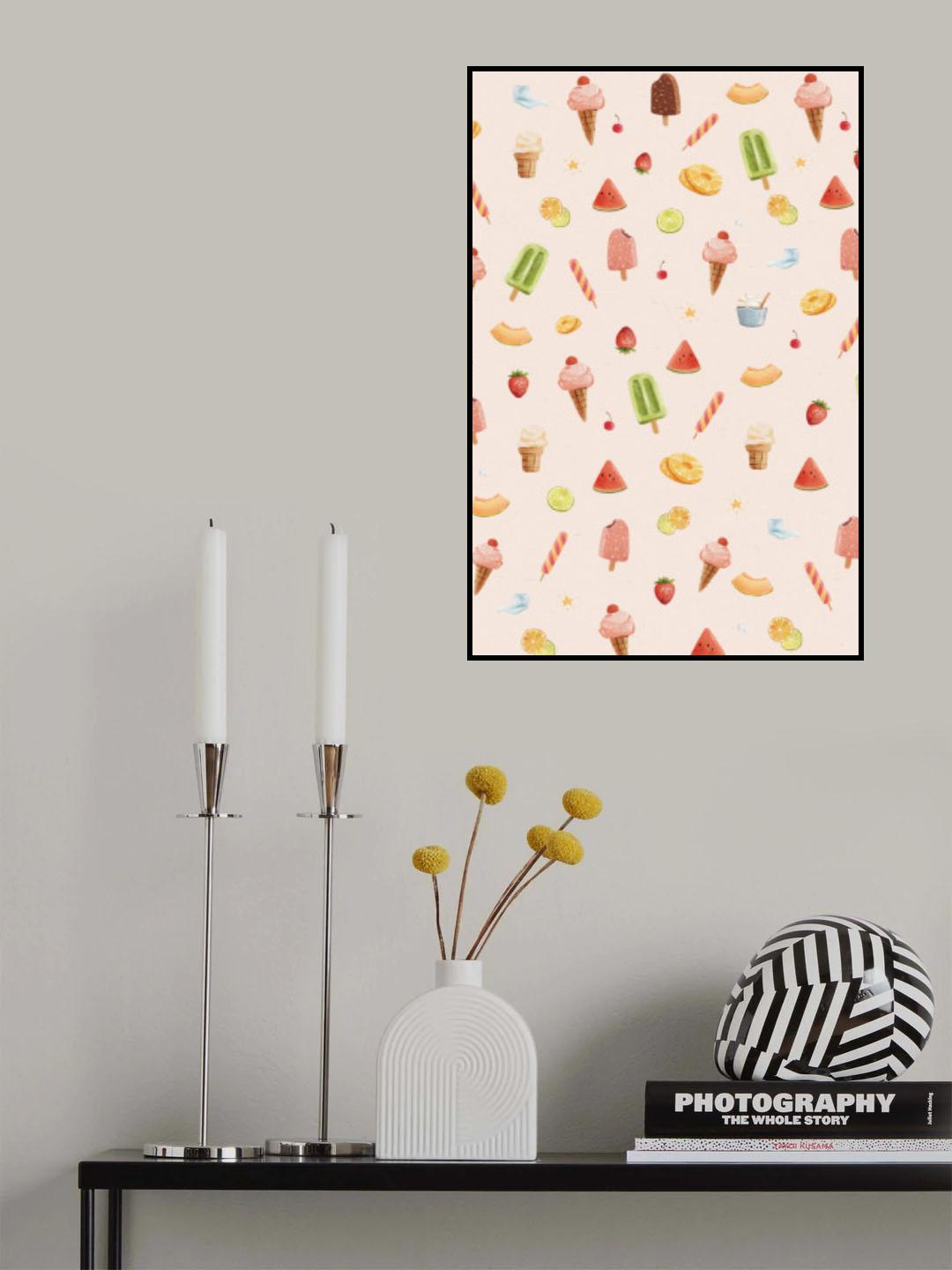 Sweet Ice Cream Pattern Poster och Canvastavla