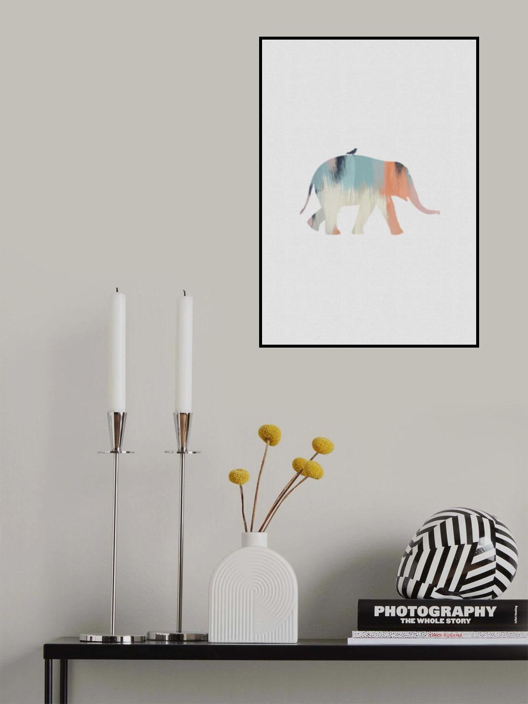 Pastel Elephant Poster och Canvastavla