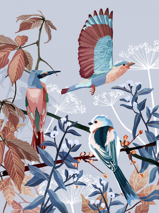 Birds of Winter Poster och Canvastavla