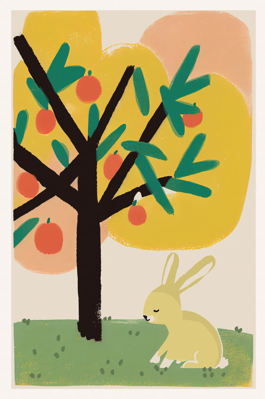 Bunny Under Apple Tree Poster och Canvastavla