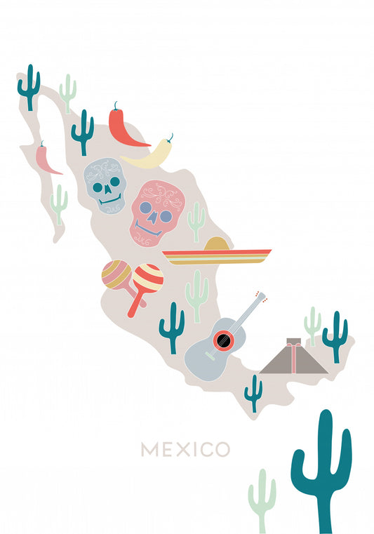 Mexico Map No 1 Poster och Canvastavla