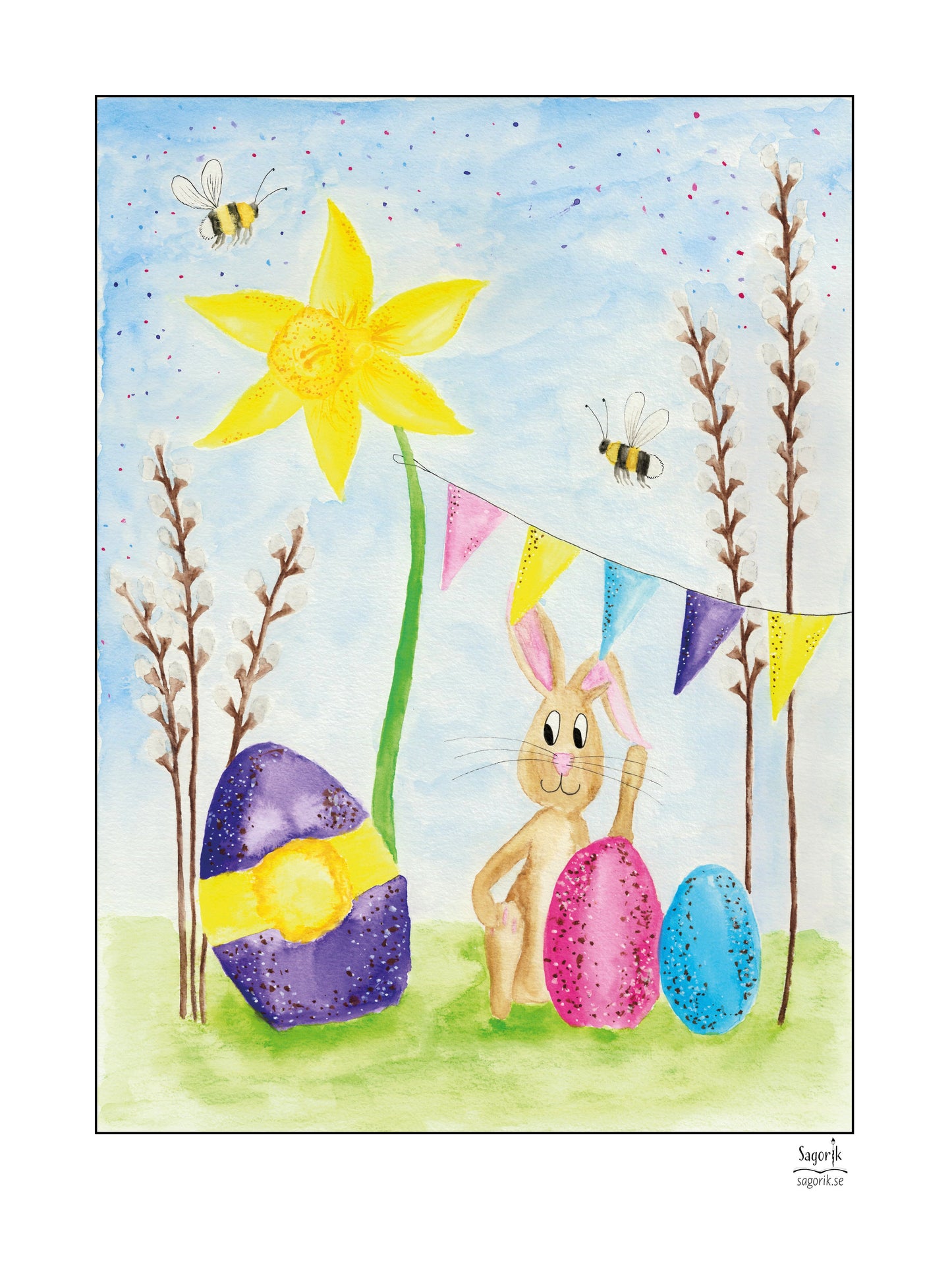 Påskhare med påskägg poster