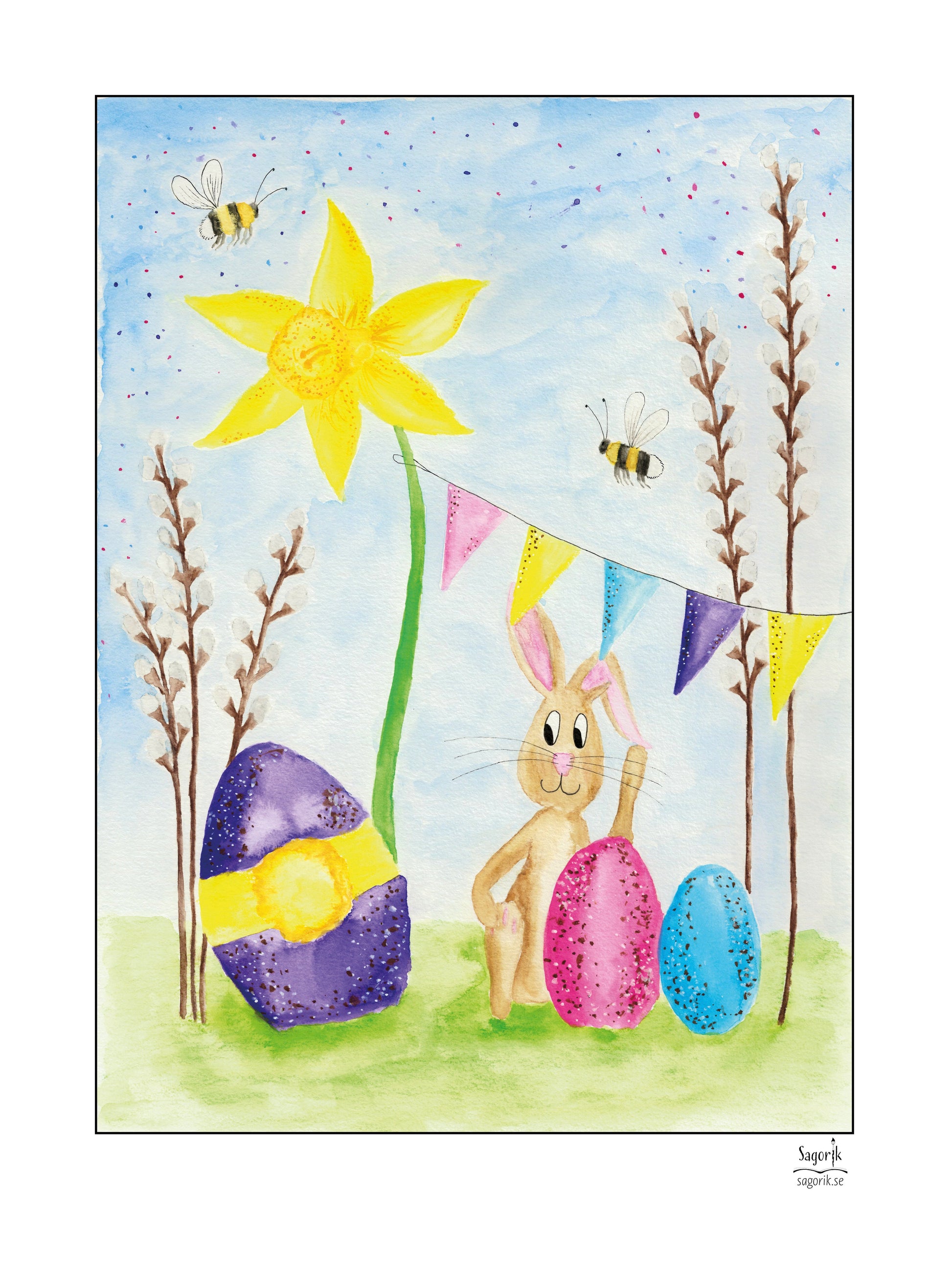 Påskhare med påskägg poster