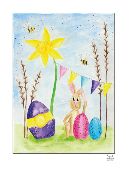 Påskhare med påskägg poster