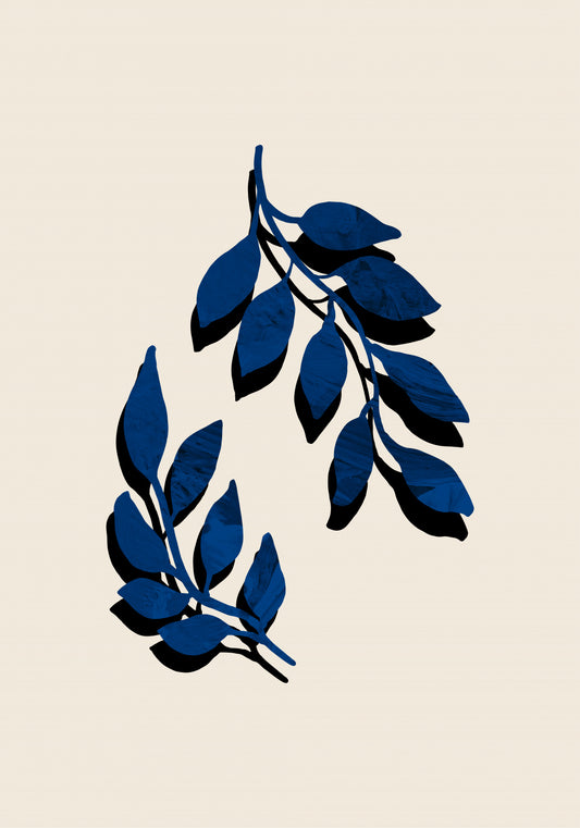 Blue Twig Brush Poster och Canvastavla