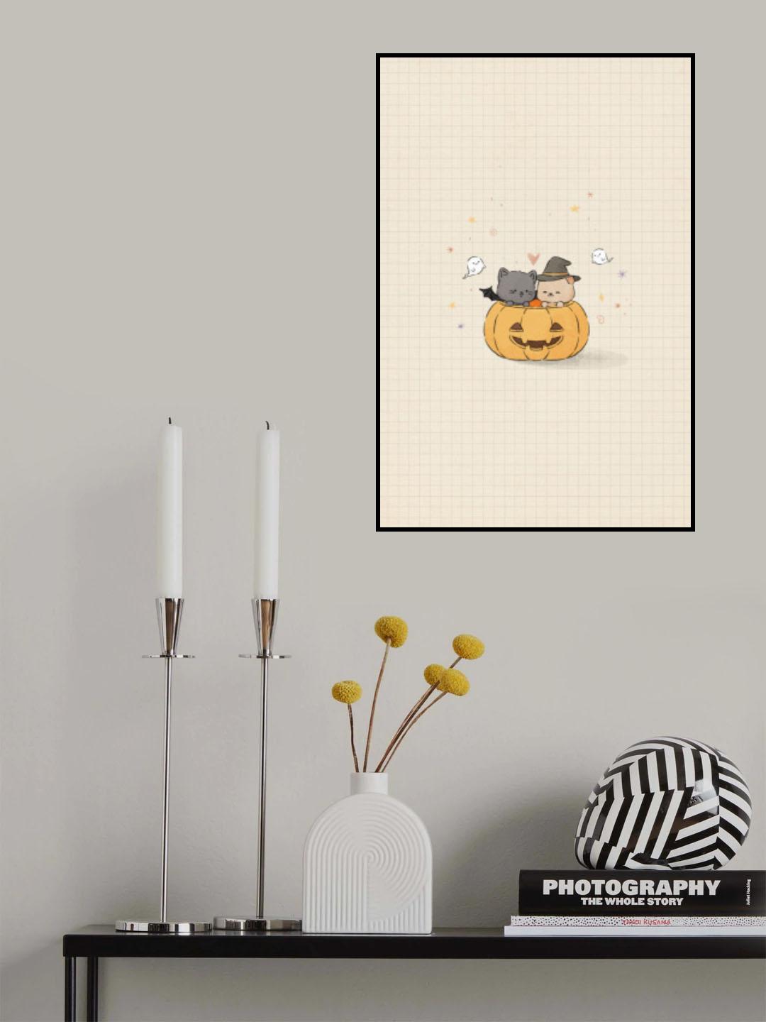 Cat and Dog In Halloween Poster och Canvastavla