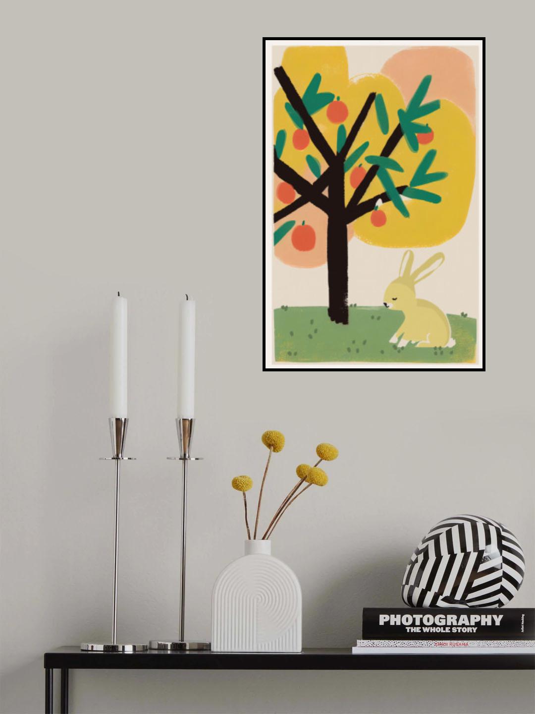 Bunny Under Apple Tree Poster och Canvastavla