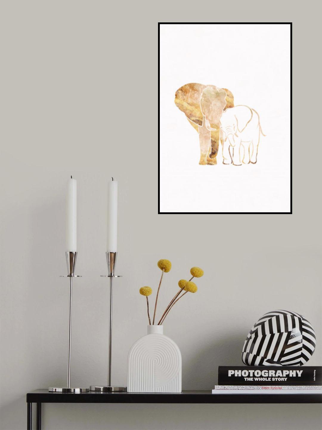 White Gold Elephants 2 Poster och Canvastavla