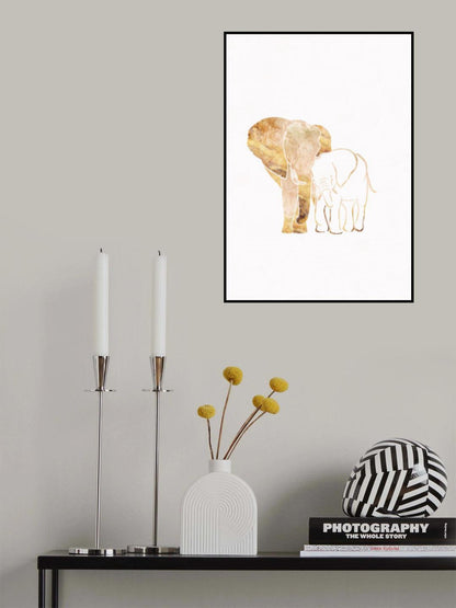 White Gold Elephants 2 Poster och Canvastavla